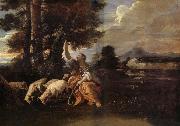 MOLA, Pier Francesco Herminie gardant ses troupeaux grave sur un arbre le nom de Tancrede oil painting artist
